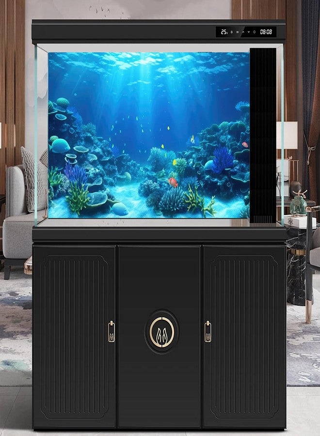 CaterRina Underwater Aquarium Background Coral Reef Tropical Fish Terrarium Background Deep Blue Ocean Sea Sunbeams Aquatic Plants Fish Tank Backdrop Poster Wallpaper Decorations Vinyl 24x12in - Image 2
